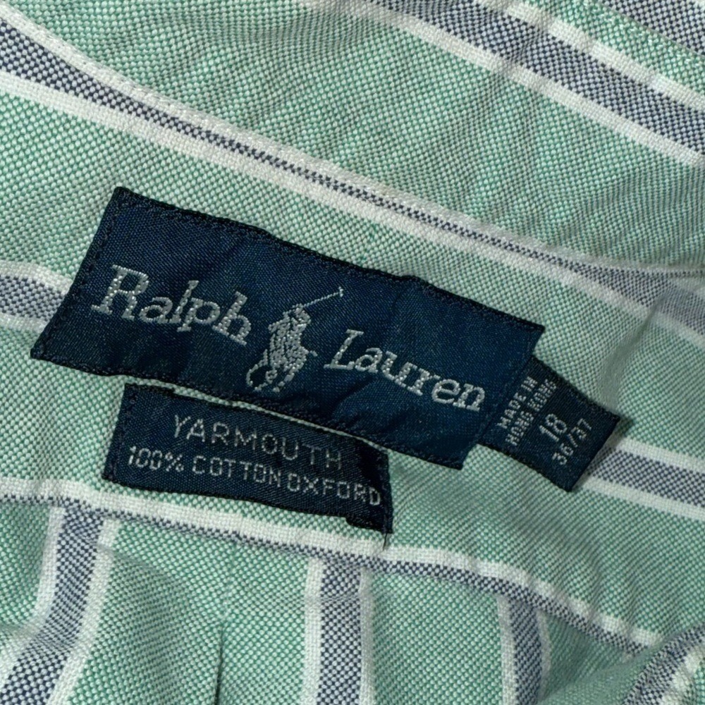 Preowned‎ condition Size 18Ralph Lauren Mint Green Striped Men's Shirt